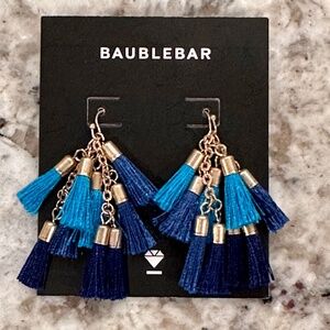 Blue and Turquoise Tassel Earrings BaubleBar 2" Length